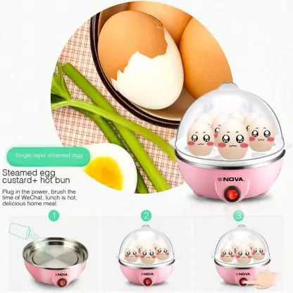 NOVA Pink Electric Egg Boiler NEC1530 Egg Cooker Pink 7 Eggs Nova India