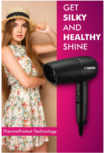 NOVA NHP 8208 Hair Dryer (1200 W, Black) – Million Lights