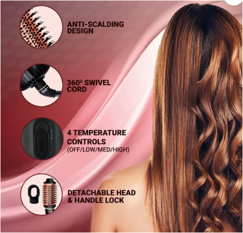 NOVA 6 in 1 Hot Air Brush for Women | One Step Dryer, Volumizer