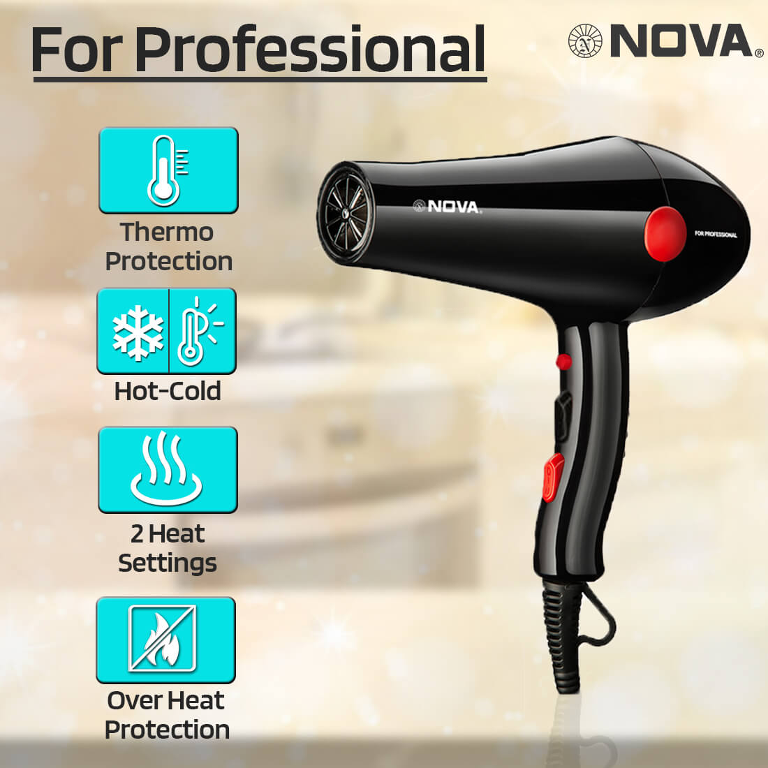Nova Professional NHP 8220 Hair Dryer Blow Dryer – Million Lights