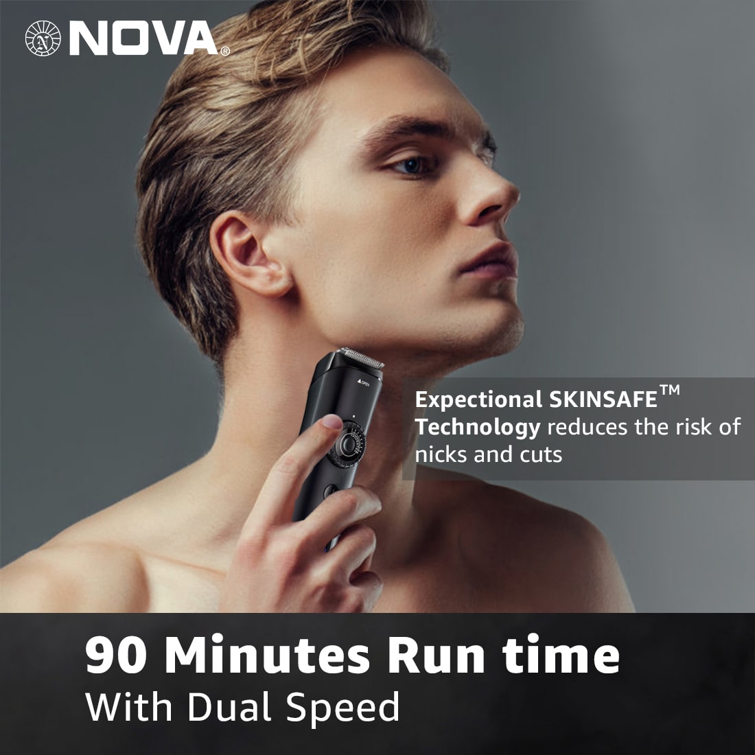 NOVA NHT 1057 Digital Waterproof Runtime: 90 min Trimmer for Men (Black) view 6